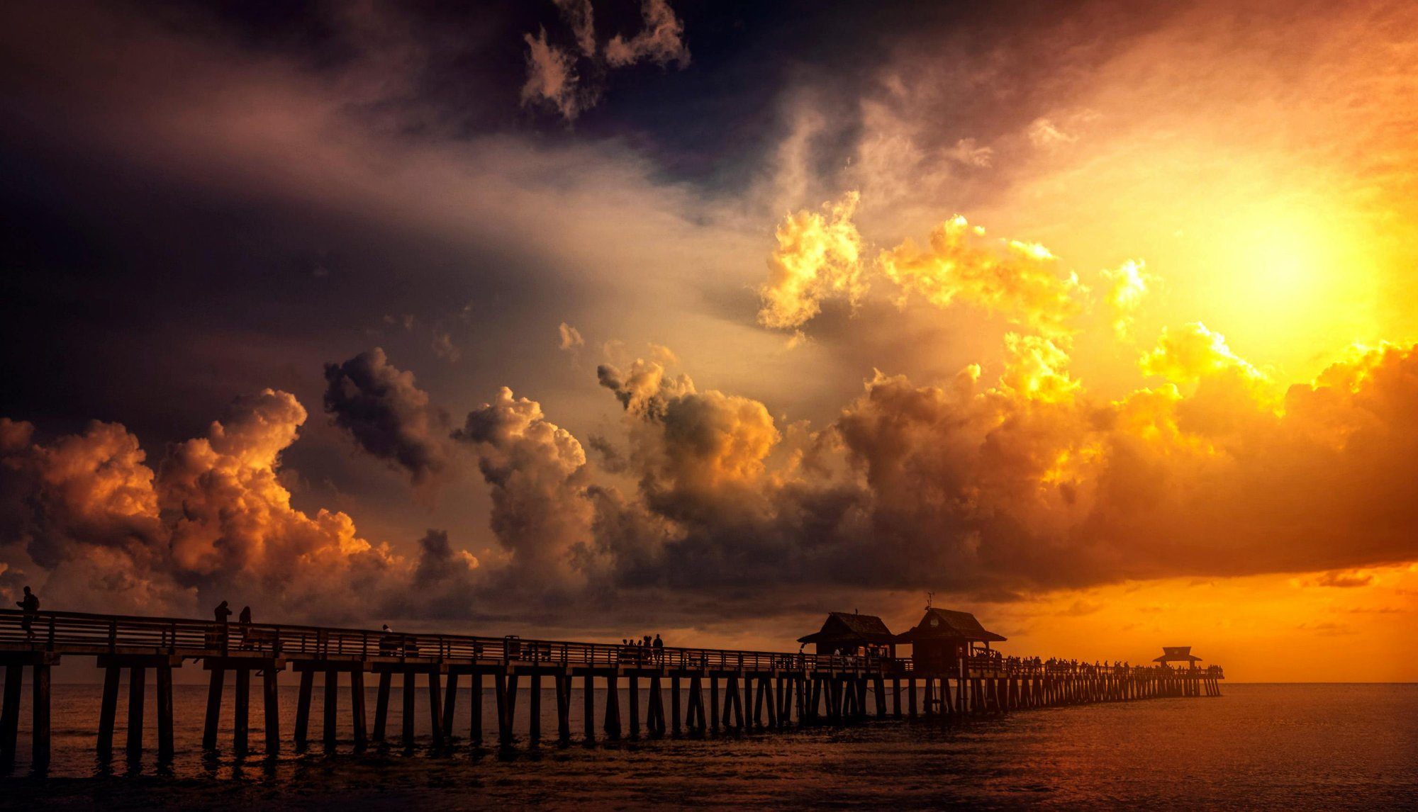 Naples Pier at sunset over the Gulf of Mexico